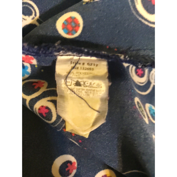 Wonder Wink Women's Scrub Top Size Large Navy Blue Pola Dots Medical - Picture 4 of 6